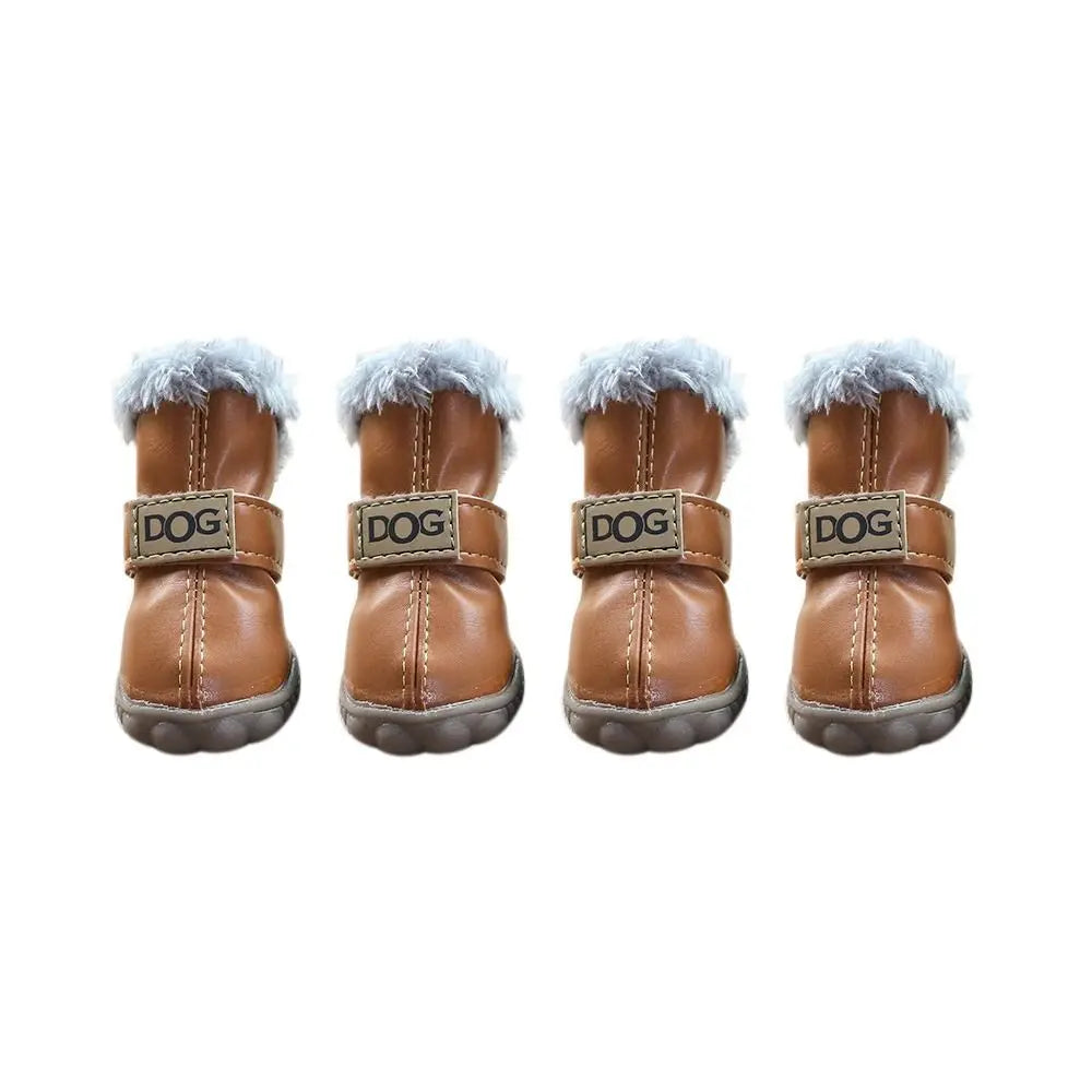 Luxury Ugg Style Soft Plush Winter Dog Snow Boots – Waterproof Non-Slip (Set of 4)