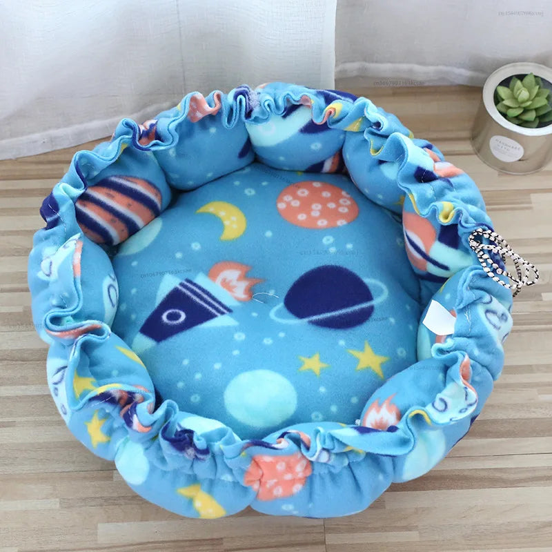 Round Plush Pet Nest – Soft Warm Sleeping Bed for Cats & Small Dogs | S, M & L