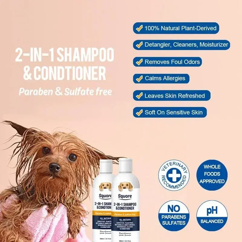 2-in-1 Natural Puppy Shampoo & Conditioner 300ml – pH Balanced
