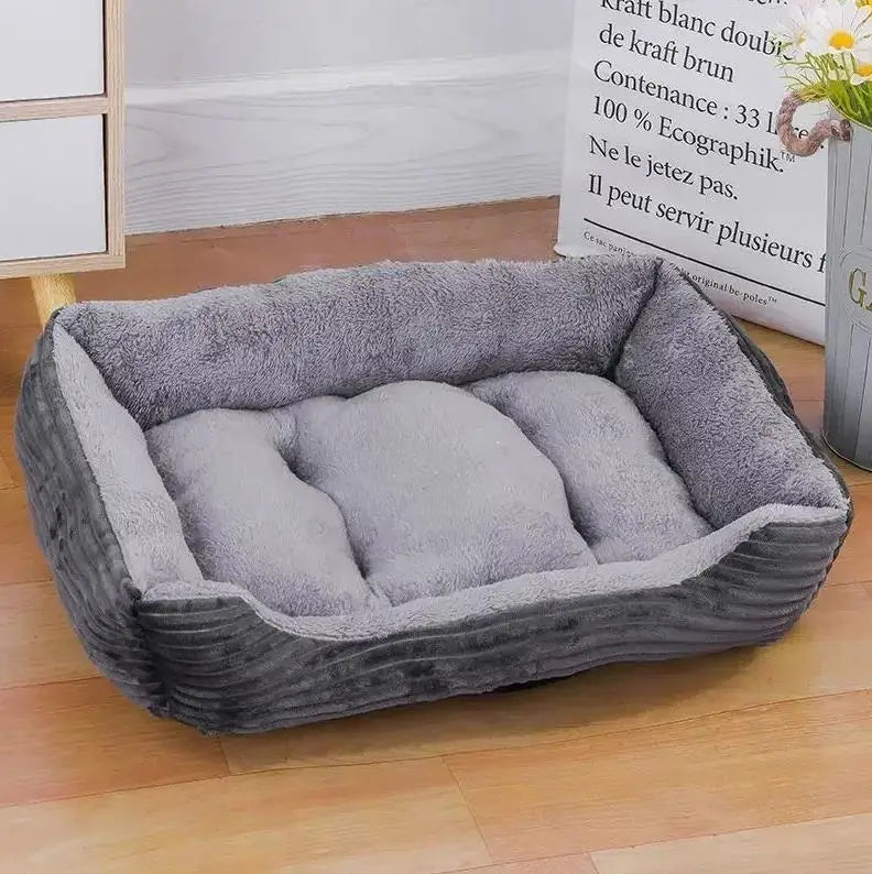 Corduroy Animal Print Pet Mat – Soft Breathable Dog & Cat Cushion | 5 Sizes