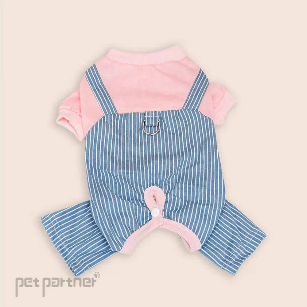Minion Style Striped Pet Shirt – Breathable Cotton for Dogs & Cats