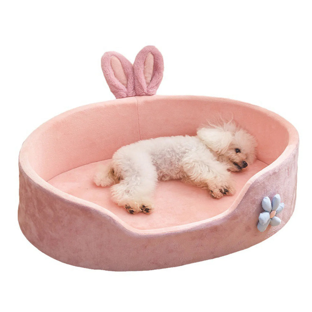 Pink Washable Pet Bed – Soft Detachable Dog & Cat Sleeping Bed | M & L