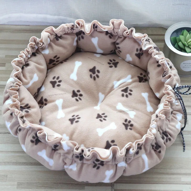 Round Plush Pet Nest – Soft Warm Sleeping Bed for Cats & Small Dogs | S, M & L