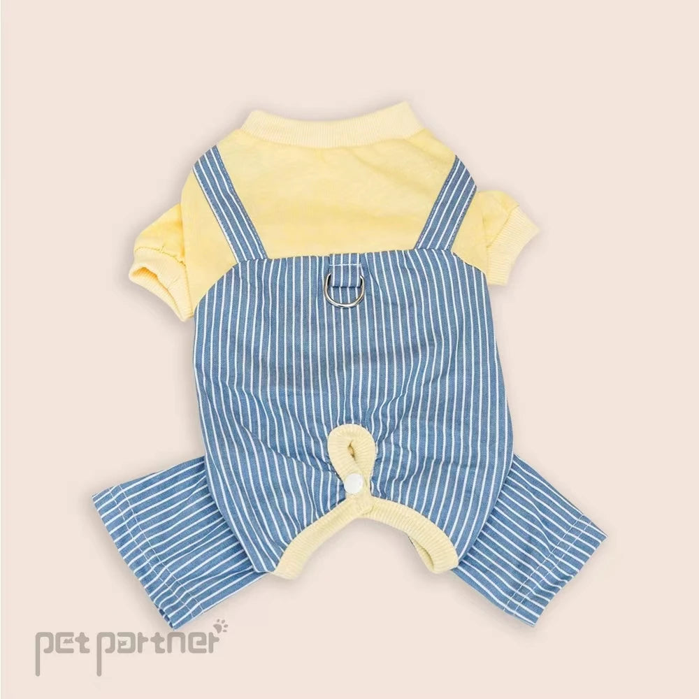 Minion Style Striped Pet Shirt – Breathable Cotton for Dogs & Cats