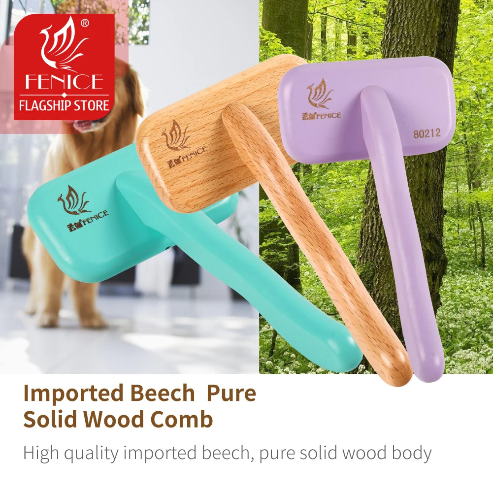 Fenice - Wooden Handle Pet Grooming Needle Comb (Voted No.1 Pet Brush Globally)
