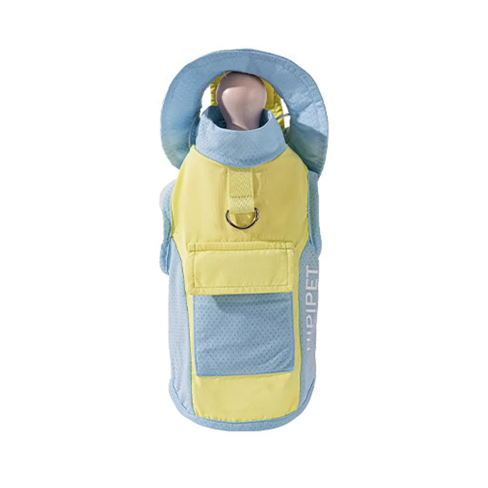 Spring Summer Pet Sunscreen Vest Comfortable Breathable Puppy Mesh T-Shirt Sleeveless with Hat Ice Bag Dog Pullover