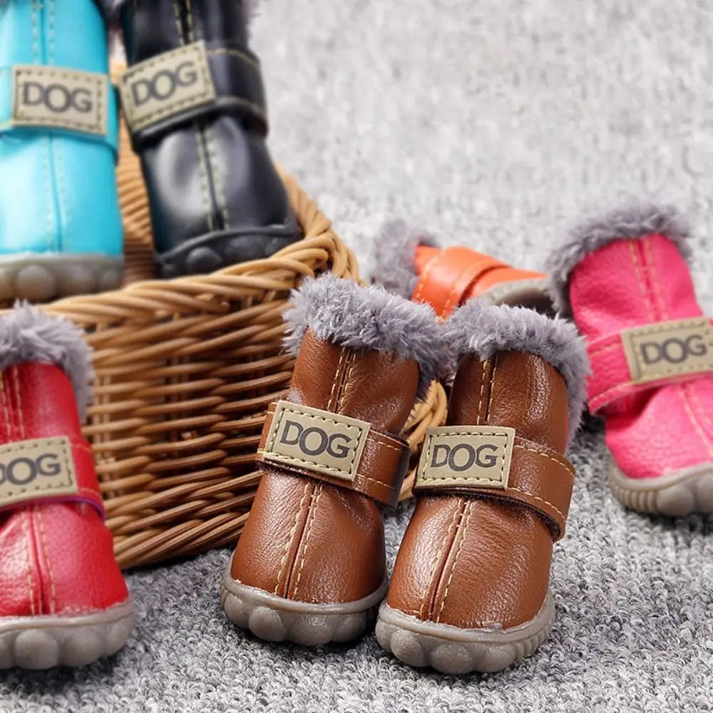 Luxury Ugg Style Soft Plush Winter Dog Snow Boots – Waterproof Non-Slip (Set of 4)
