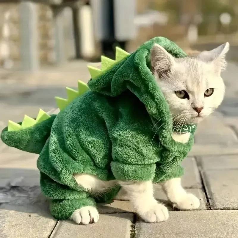 Dinosaur Pet Costume with Hood & Spiky Tail – Winter Jacket