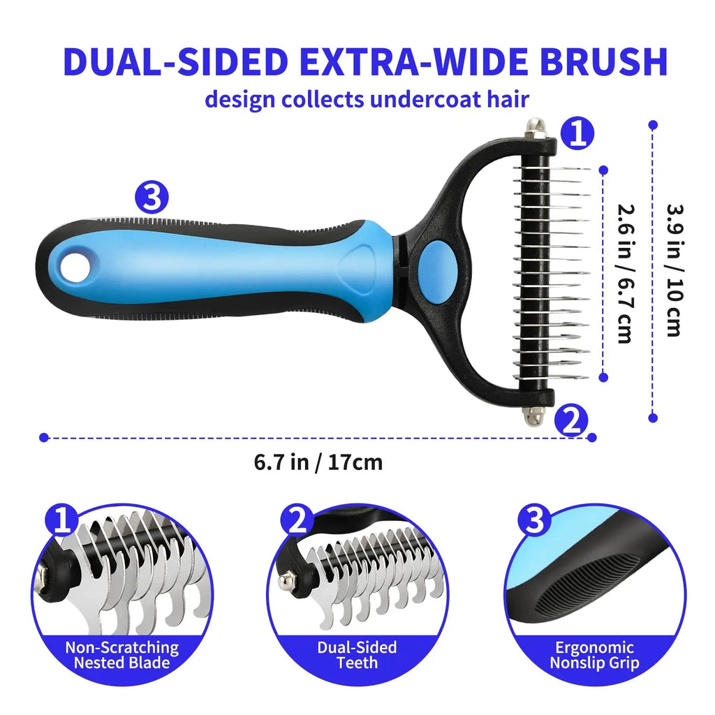Professional Pet Deshedding Brush & Knot Cutter