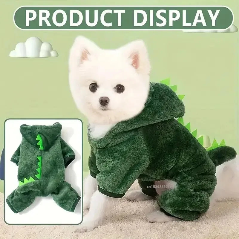 Dinosaur Pet Costume with Hood & Spiky Tail – Winter Jacket
