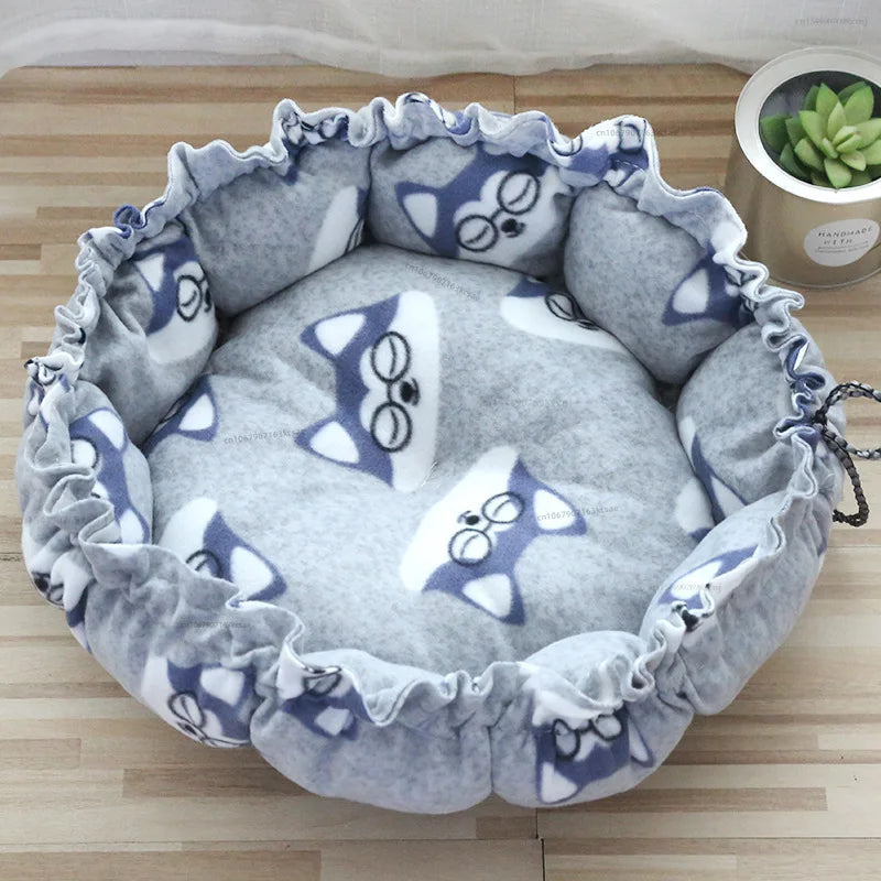 Round Plush Pet Nest – Soft Warm Sleeping Bed for Cats & Small Dogs | S, M & L