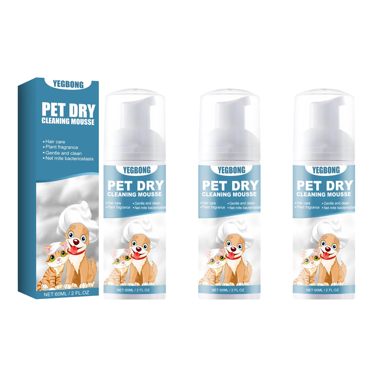 YEGBONG Dry Pet Shampoo – No-Rinse Formula for Sensitive Skin