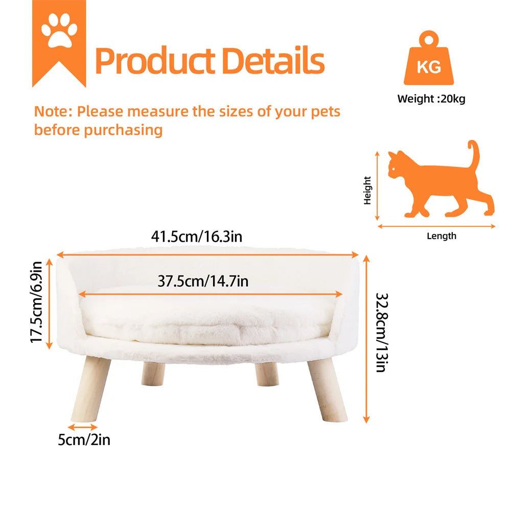 Luxury Elevated Dog & Cat Sofa Bed with Cushion