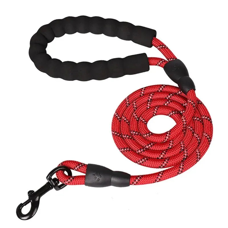 Reflective Nylon Dog Lead – Padded Handle, Heavy Duty Double Rope | 1.5m, 2m & 3m