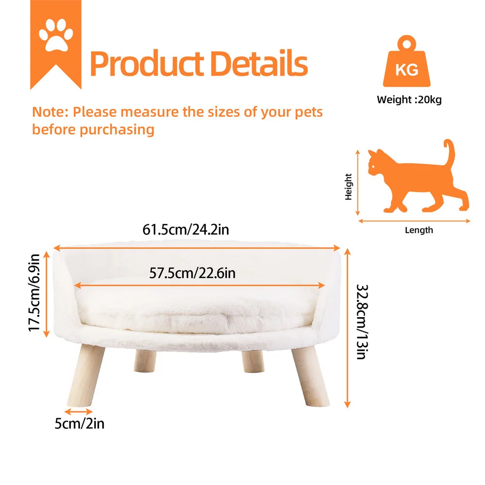 Luxury Elevated Dog & Cat Sofa Bed with Cushion