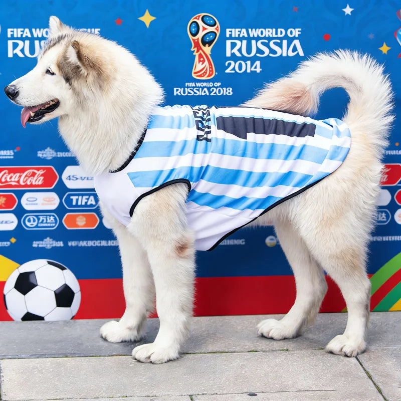 World Cup Football Jersey Pet T-Shirt – Breathable Mesh Vest (7 Country Options / All sizes)