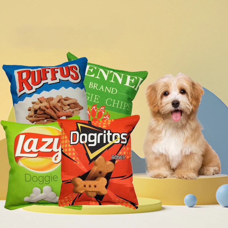 Crisp-Shaped Squeaky Dog Chew Toy – Interactive Teeth Cleaner
