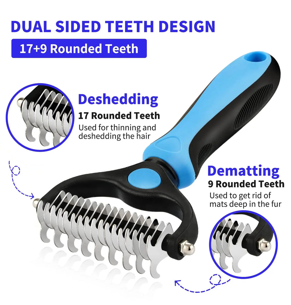 Professional Pet Deshedding Brush & Knot Cutter