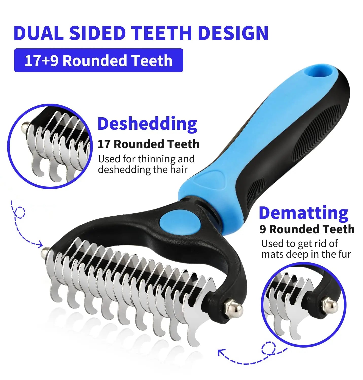Professional Pet Deshedding Brush & Knot Cutter