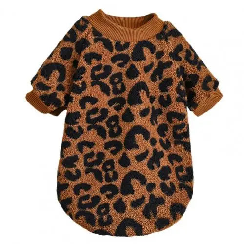 Puppy Pullover Dogs Pet Sweater Winter Leopard Print French Bulldog Winter Warm Sweater Pet Apparel Dog Clothing
