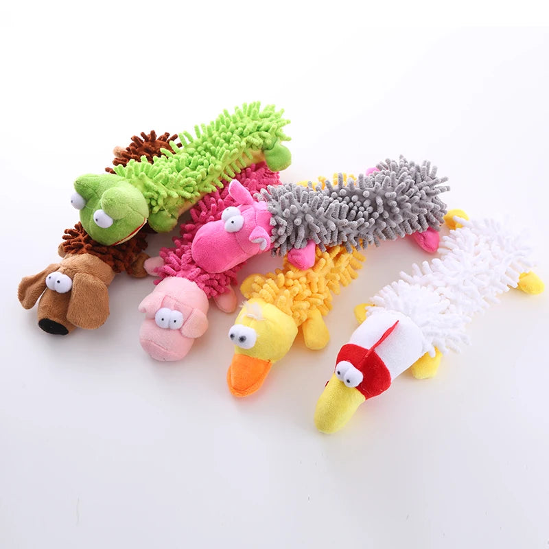 Squeaky Plush Frog & Hippo Dog Toy – Teeth Grinding Chew Toy