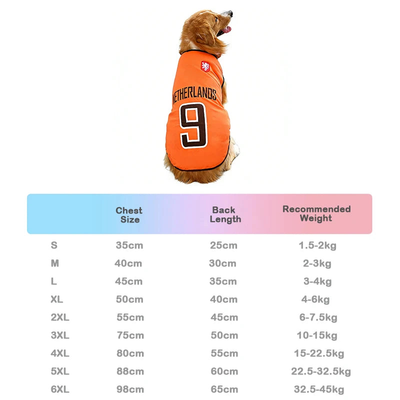 World Cup Football Jersey Pet T-Shirt – Breathable Mesh Vest (7 Country Options / All sizes)
