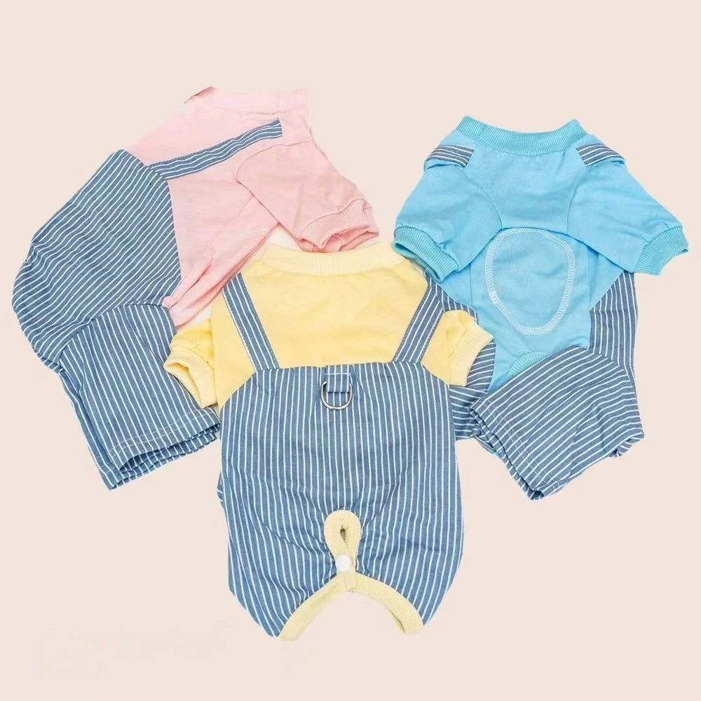 Minion Style Striped Pet Shirt – Breathable Cotton for Dogs & Cats