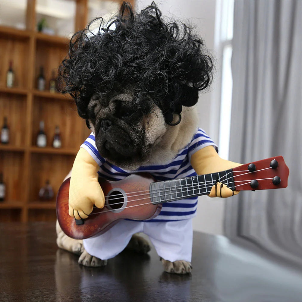 Guitar Player Dog Costume – Funny Cosplay Outfit for Dogs