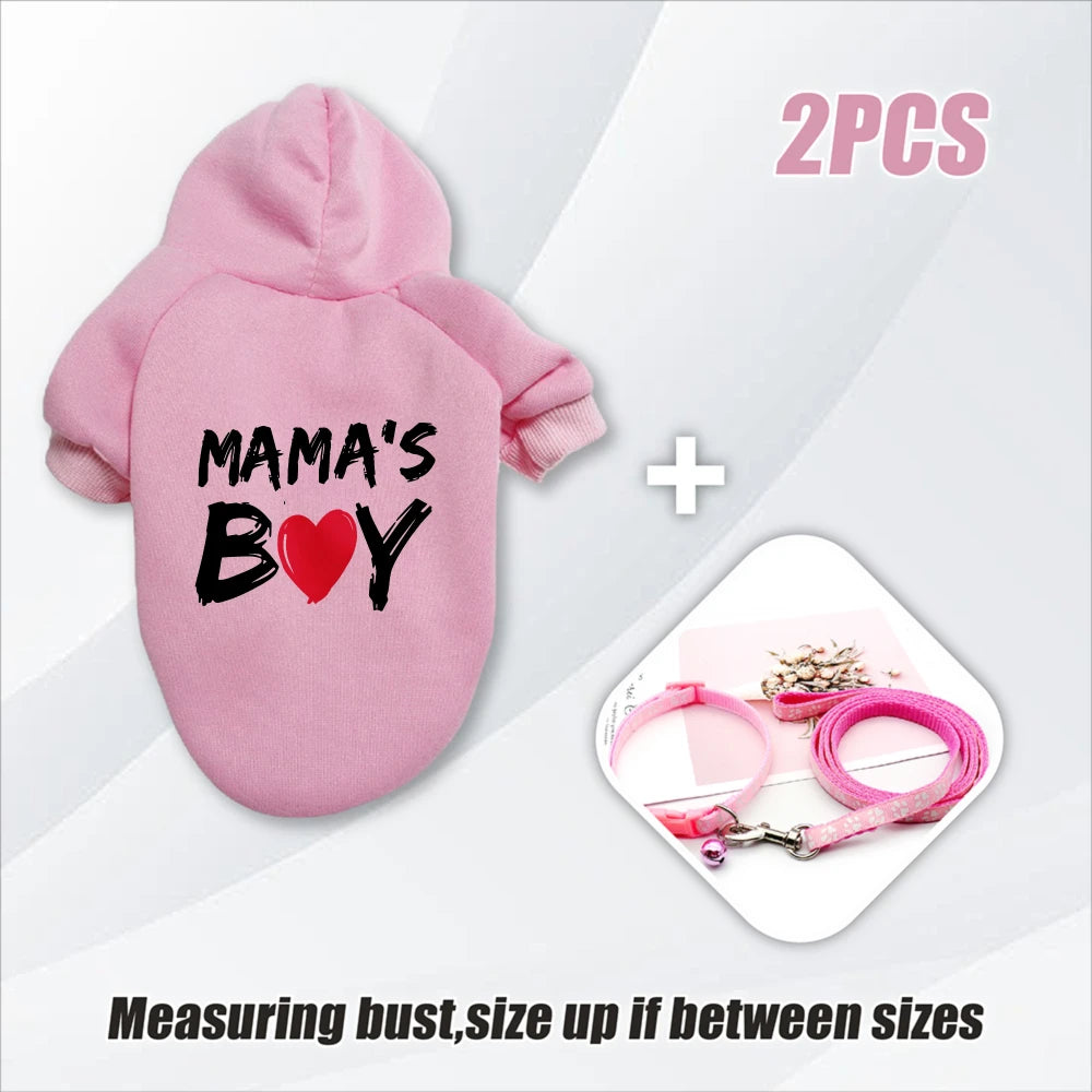 MAMA's Boy Dog Hoodie & Leash Set – 2pcs Matching Outfit