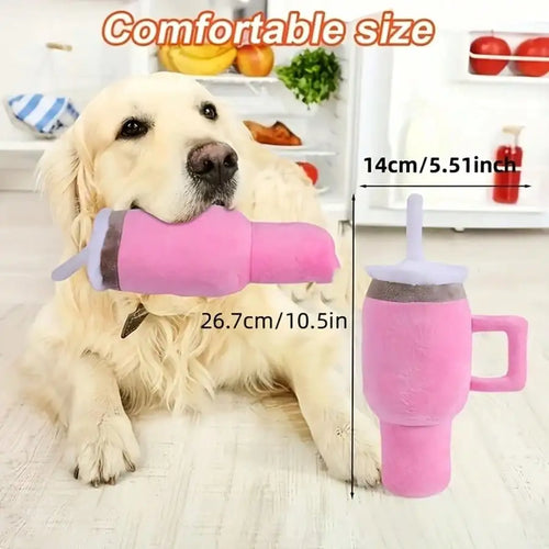 Beverage Mug Plush Dog Chew Toy – Puppy Teething Toy