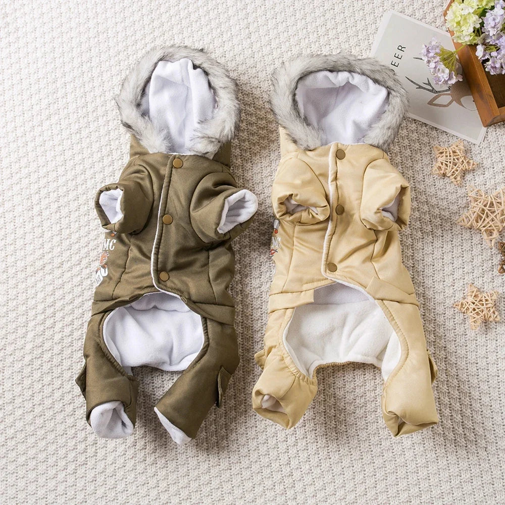 StockRiders Hooded Dog Jumpsuit – Thickened  Coat for Small Dogs
