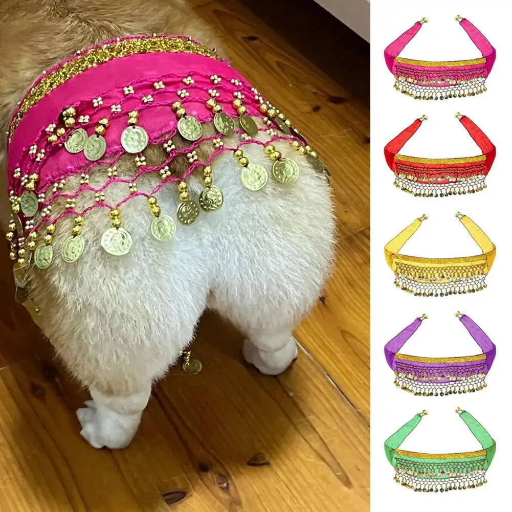 Pet Belly Dance Hip Scarf & Booty Decoration – Sequin Pet Costume