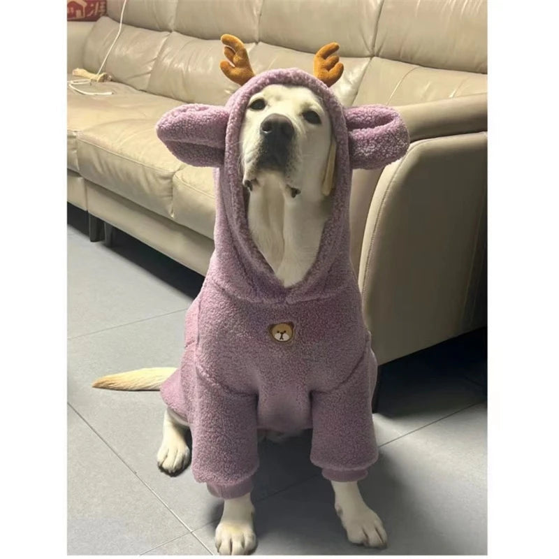 Large Dog Winter Hoodie – Warm Fleece Coat for Large Breeds
