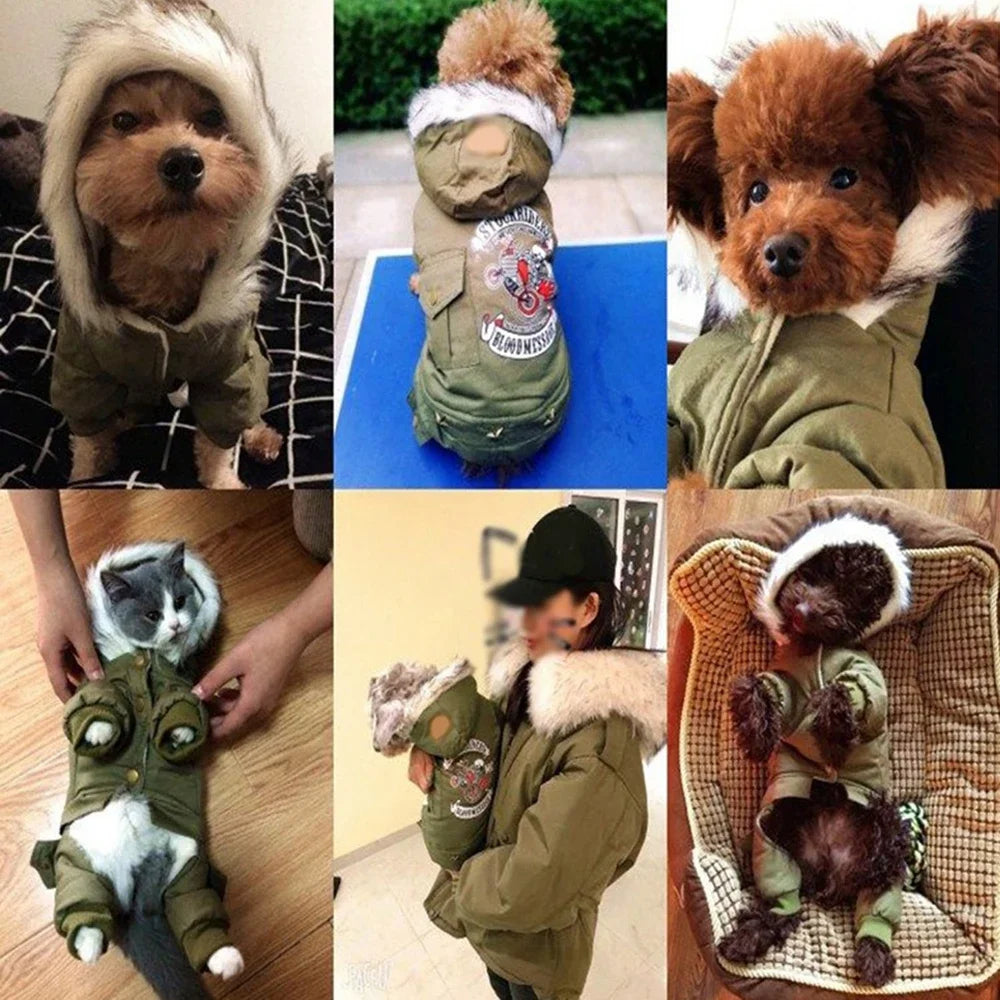 StockRiders Hooded Dog Jumpsuit – Thickened  Coat for Small Dogs