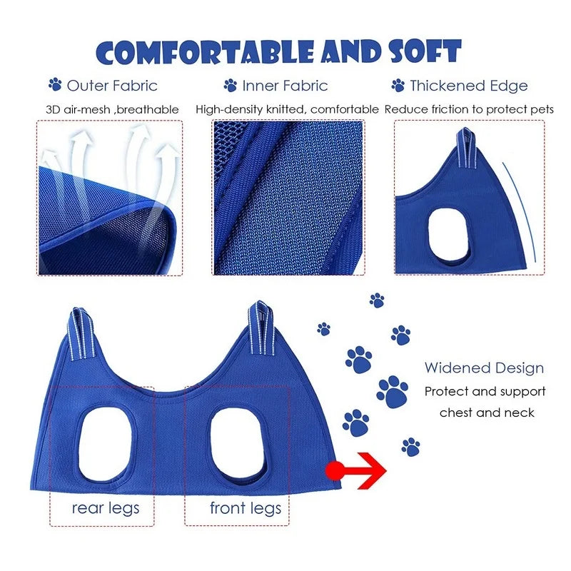 Pet Grooming Hammock & Restraint Bag – Anti-Scratch Nail Trimming Sling for Dogs & Cats | 4 Sizes