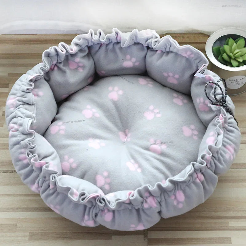 Round Plush Pet Nest – Soft Warm Sleeping Bed for Cats & Small Dogs | S, M & L