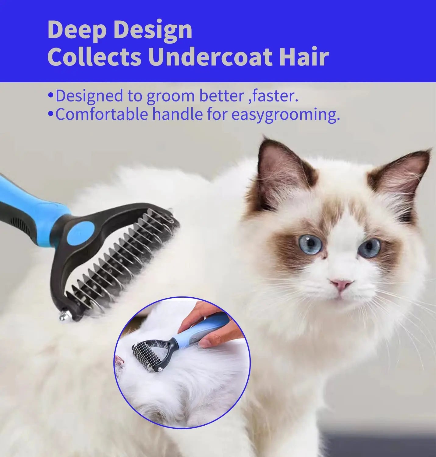 Professional Pet Deshedding Brush & Knot Cutter
