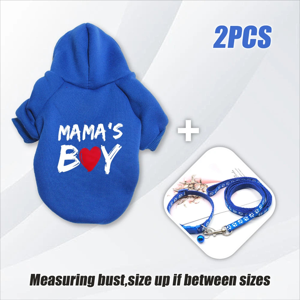 MAMA's Boy Dog Hoodie & Leash Set – 2pcs Matching Outfit