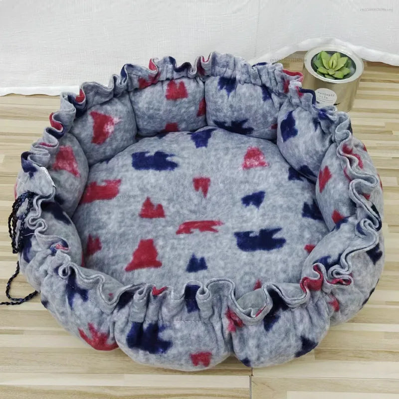 Round Plush Pet Nest – Soft Warm Sleeping Bed for Cats & Small Dogs | S, M & L