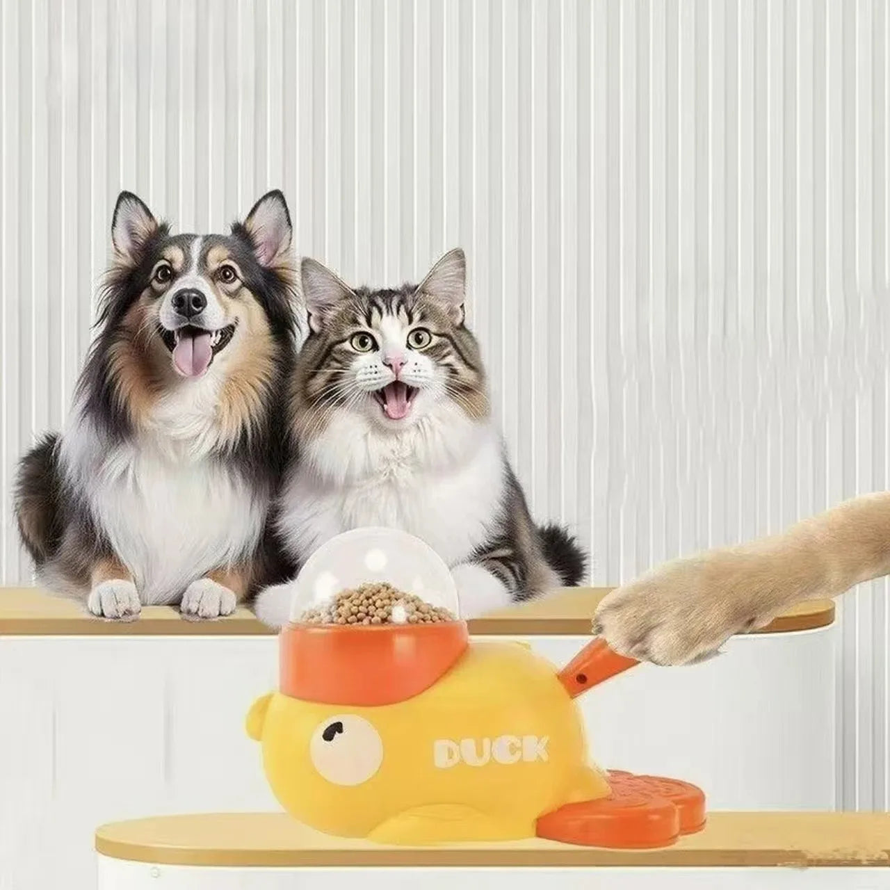 Duck-Shaped Interactive Cat & Dog Treat Dispenser – Puzzle Slow Feeder