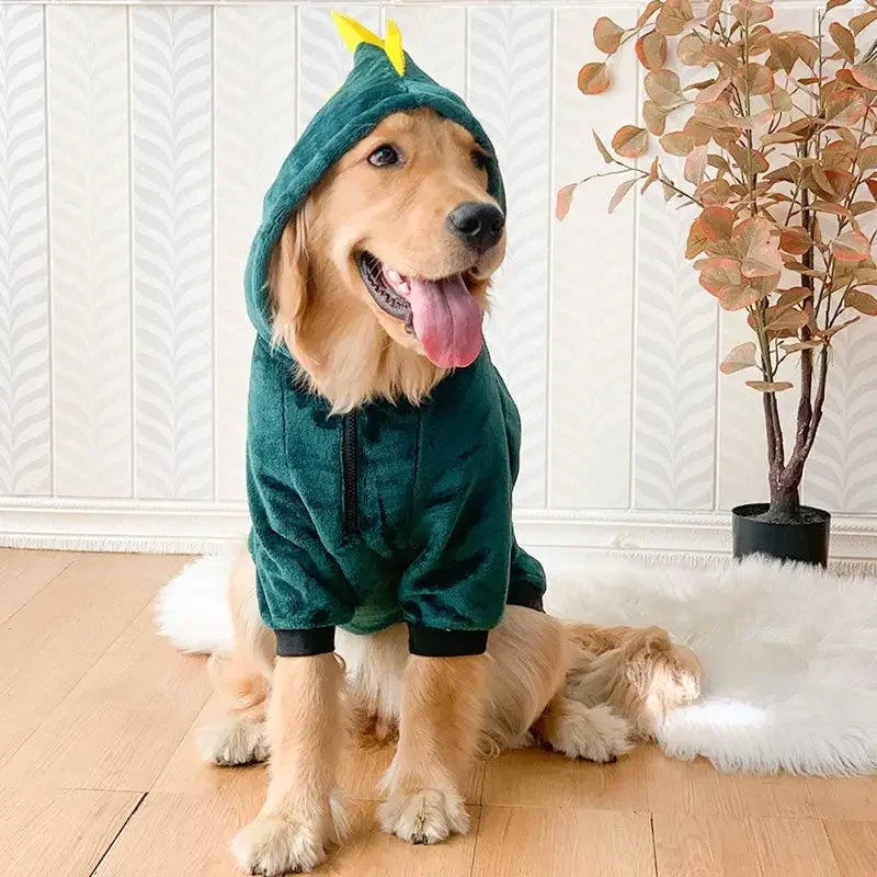 Winter Fleece Dog Pyjama Hoodie – For Golden Retrievers & Large Dogs