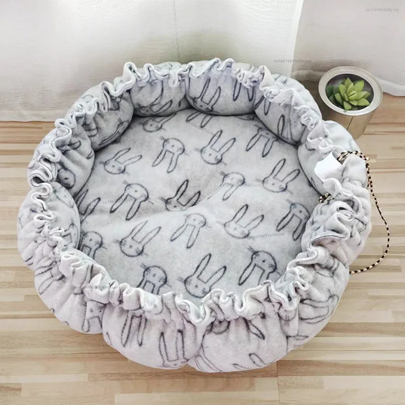 Round Plush Pet Nest – Soft Warm Sleeping Bed for Cats & Small Dogs | S, M & L