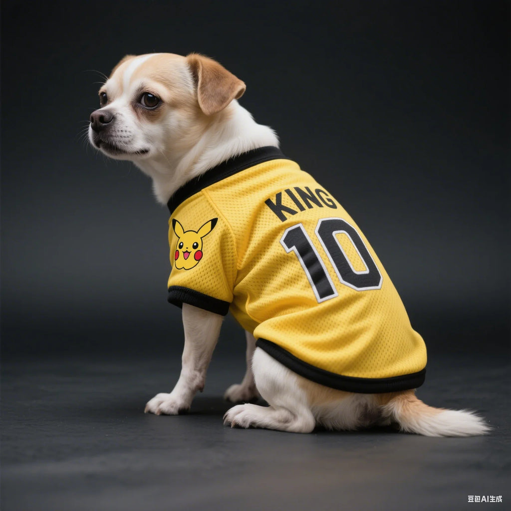 Pikachu Soccer Jersey Dog Costume – Breathable Sports Outfit