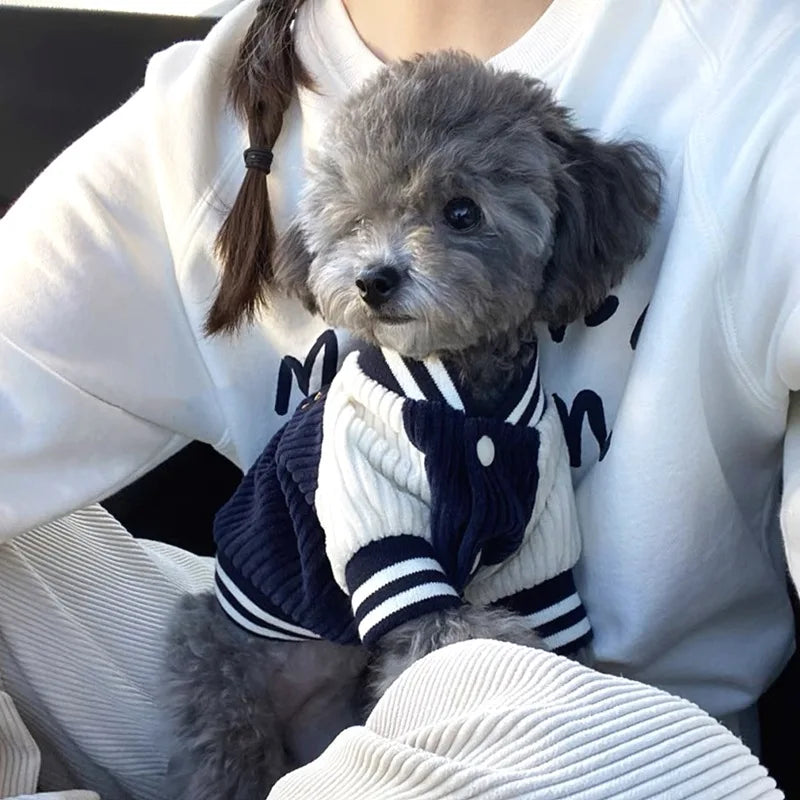 Luxury Embroidered Pet Baseball Jacket – Spring Fashion Coat for Dogs & Cats