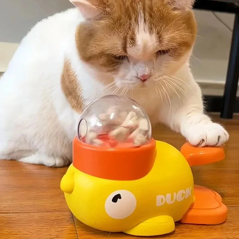 Duck-Shaped Interactive Cat & Dog Treat Dispenser – Puzzle Slow Feeder