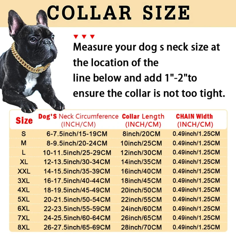 Luxury Diamond Cuban Chain Pet Collar – Gold & Silver Jewellery Collar