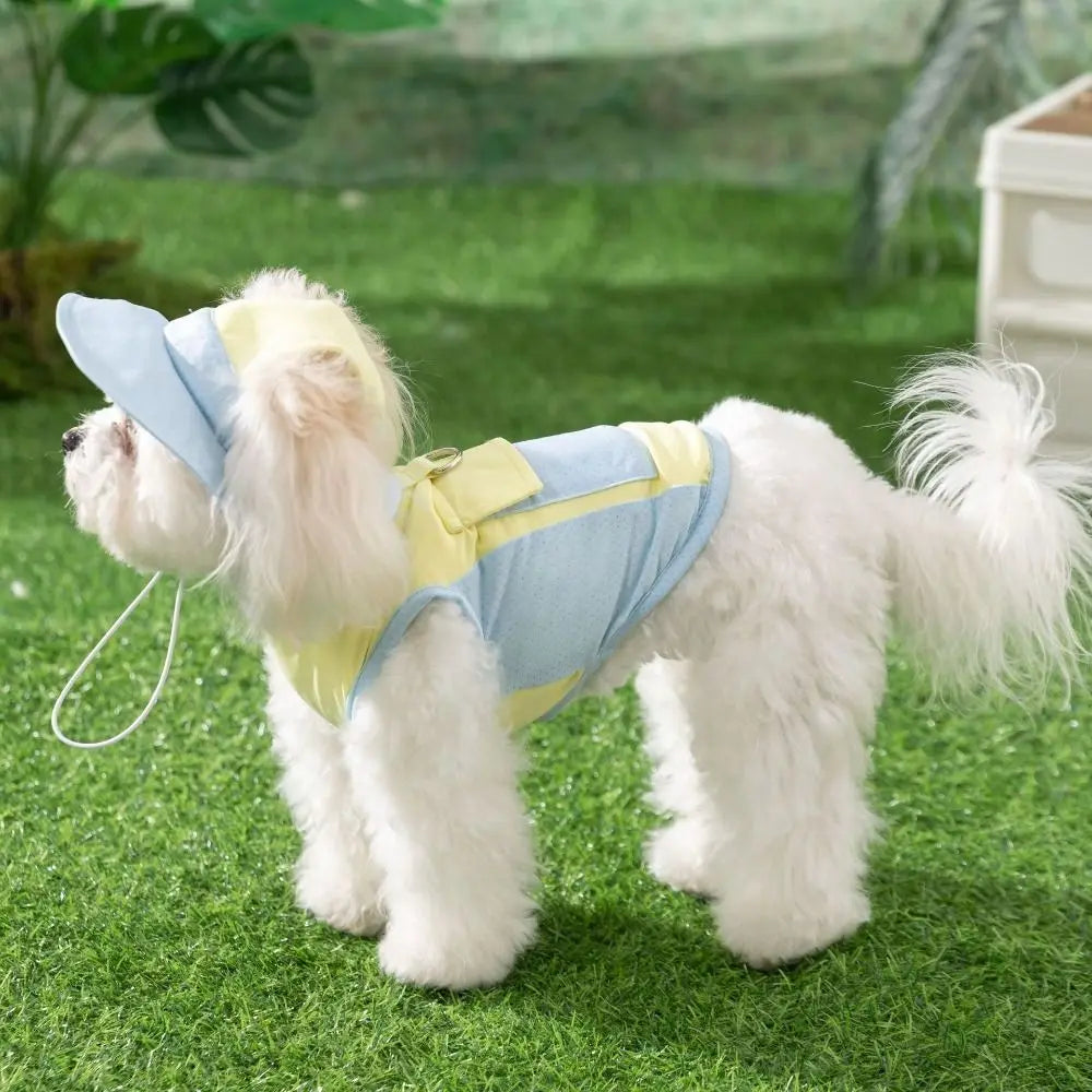 Spring Summer Pet Sunscreen Vest Comfortable Breathable Puppy Mesh T-Shirt Sleeveless with Hat Ice Bag Dog Pullover