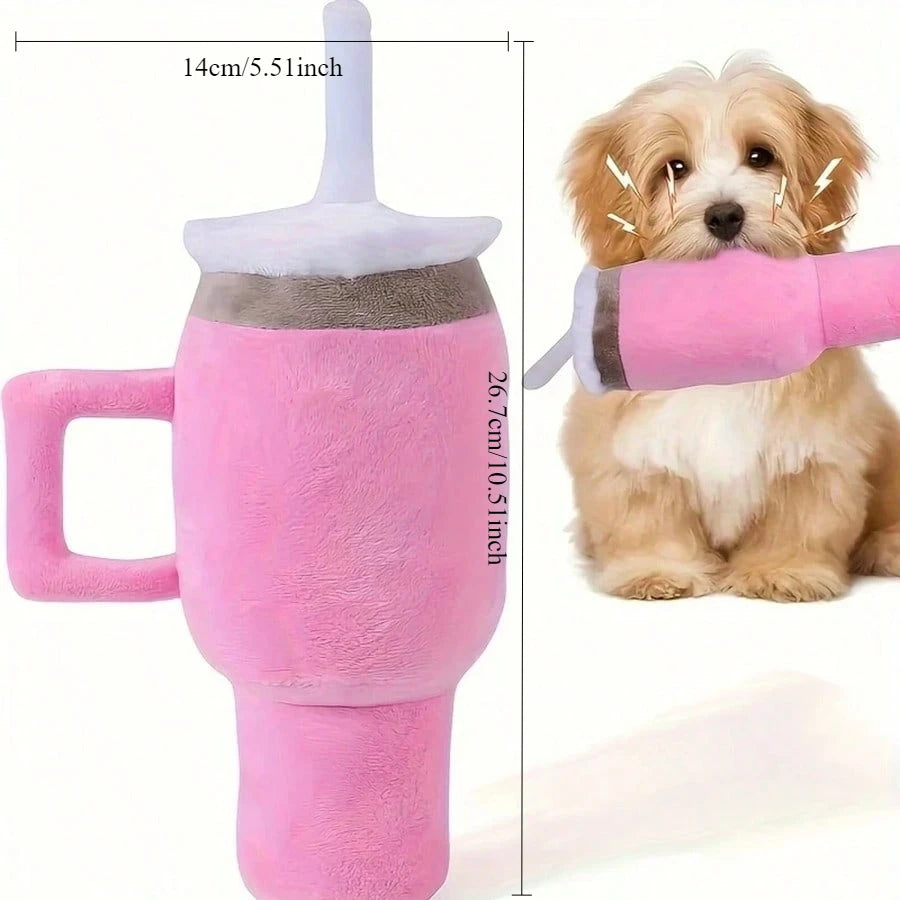 Beverage Mug Plush Dog Chew Toy – Puppy Teething Toy