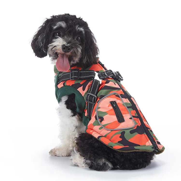 Reflective Winter Dog Coat with Built-In Harness (Colourful Camo Collection)