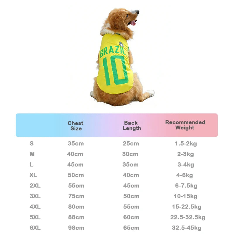 World Cup Football Jersey Pet T-Shirt – Breathable Mesh Vest (7 Country Options / All sizes)